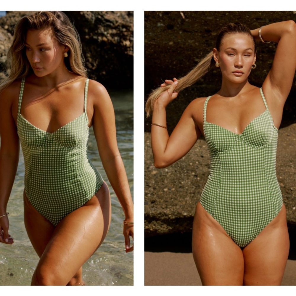 Green Gingham One-Piece Swimsuit - Women